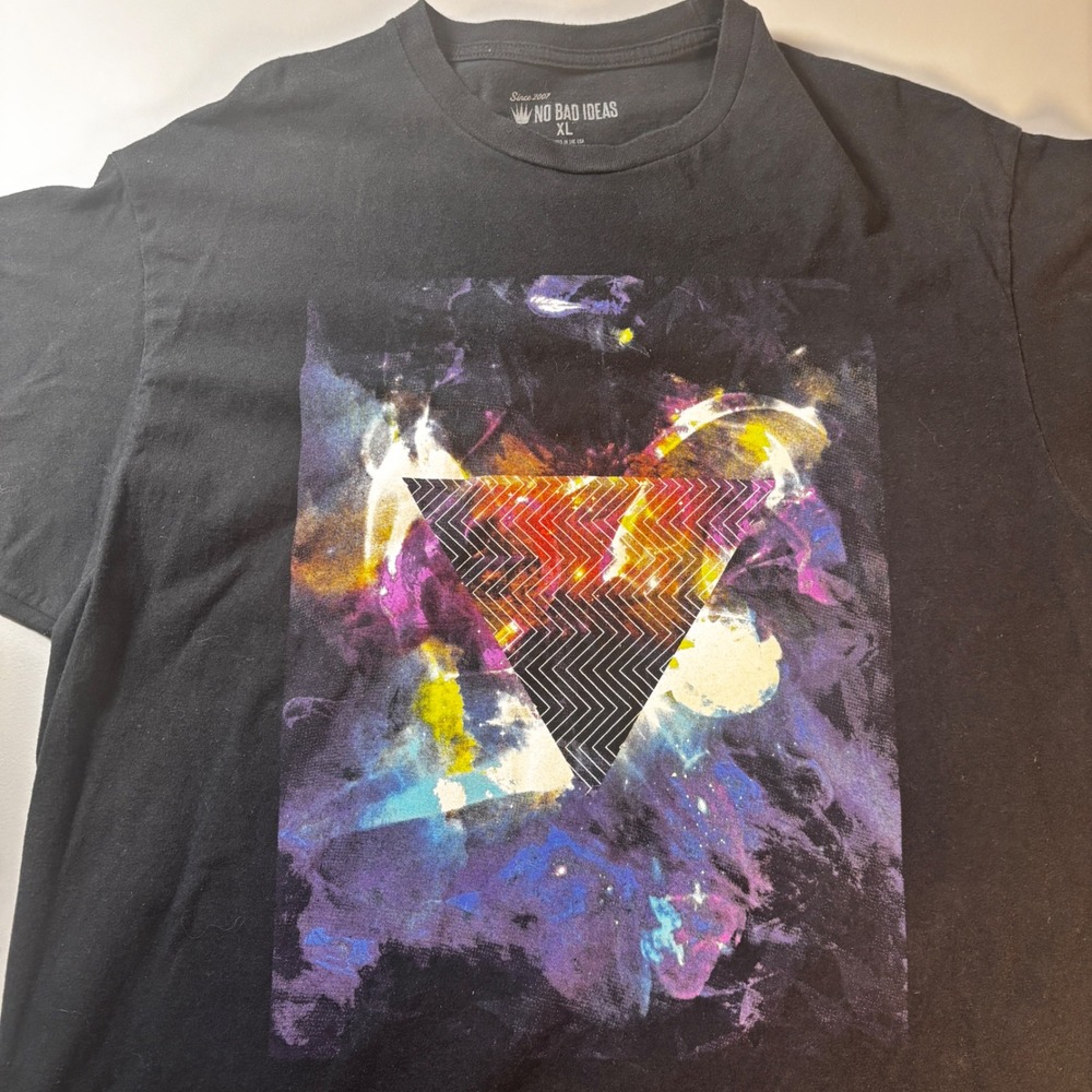 Made in USA No Bad Ideas‎ Graphic T Shirt XL Abstract Cosmic Triangle Art Tee